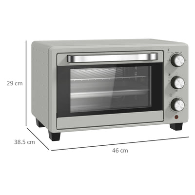 HOMCOM 21L Mini Countertop Oven, 100\'c2\'b0C-230\'c2\'b0C Adjustable Temp - Silver Tone 