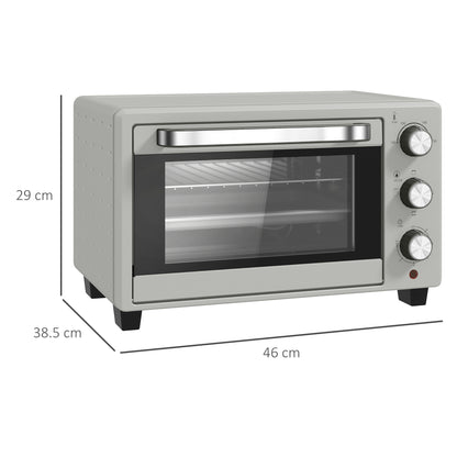 HOMCOM 21L Mini Countertop Oven, 100\'c2\'b0C-230\'c2\'b0C Adjustable Temp - Silver Tone