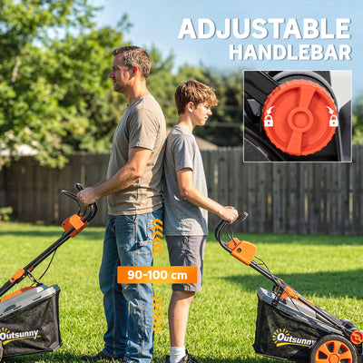 Outsunny 1800W Electric Lawnmower with 40cm Cutting Width, Mulching Feature, 50L Grass Collection Bag, 6 Cutting Heights 