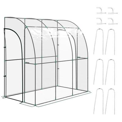 Outsunny 214cm x 118cm Walk-In Lean To Greenhouse, with Accessories 