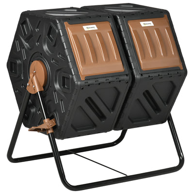 Outsunny 130L Double Chamber Composter - Black 