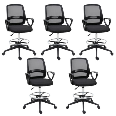 Vinsetto Ergonomic Mesh Back Drafting Chair, Tall Office Chair, Draughtsman Chair with Adjustable Height and Footrest 360\'c2\'b0 Swivel, Set of 5 
