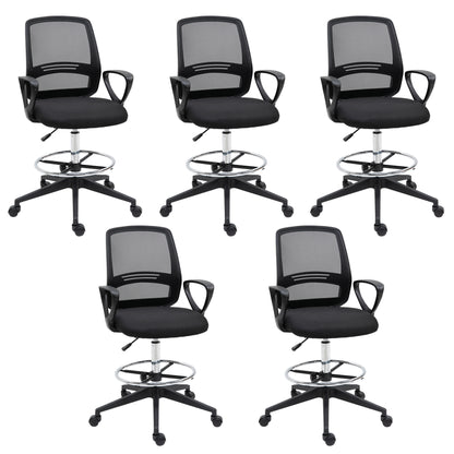 Vinsetto Ergonomic Mesh Back Drafting Chair, Tall Office Chair, Draughtsman Chair with Adjustable Height and Footrest 360\'c2\'b0 Swivel, Set of 5