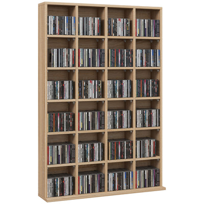 HOMCOM CD Storage Unit with Adjustable Shelves, 89 x 130.5 cm, Nature Wood Finish 