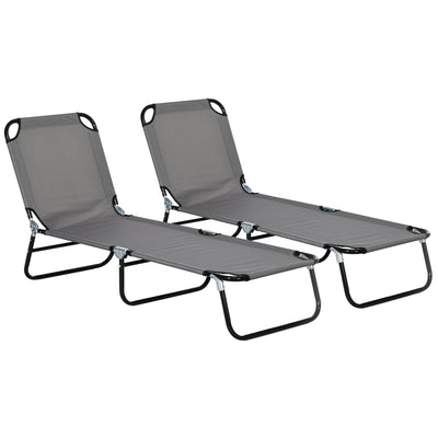 Outsunny Garden Sun Lounger, with Five-Position Back - Grey 