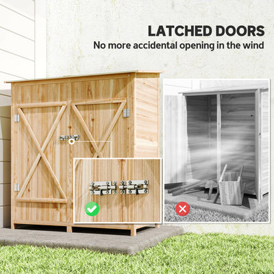 Outsunny 140 x 75 Fir Wood Garden Shed, with Asphalt Roof - Natural 
