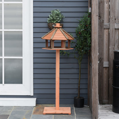 PawHut Wooden Bird Table Bird Feeding Station Playstand with Roof 130Hcm for Outdoor Brown 