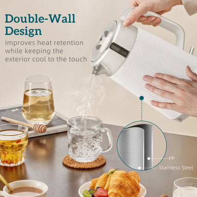 HOMCOM Electric Stainless Steel Kettle and Toaster Set, 3000W 1.7L UK Strix Thermostat Fast Boil Kettle w/ Limescale Filter, Cool Touch Body, 4 Slice Toaster with 7 Browning Levels, Crumb Tray, White 