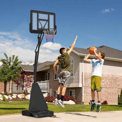 SPORTNOW Basketball Hoop Outdoor, Height Adjustable Basketball Hoop and Stand with Rebound System, Weighted Base, Portable on Wheels, 2.45-3.05m, for Teens, Juniors, Adults, Black 