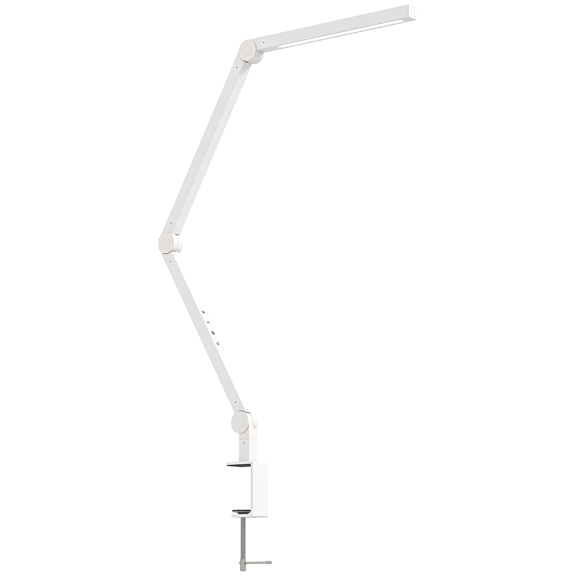 HOMCOM LED Desk Lamp, Dimmable Desk Light with Swing Arm and Clamp, Adjustable Eye-Caring Table Lamp with 2 Colour Modes & 5 Brightness Levels for Study, Drawing, Office, Architect, Task, White 