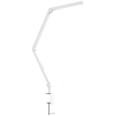 HOMCOM LED Desk Lamp, Dimmable Desk Light with Swing Arm and Clamp, Adjustable Eye-Caring Table Lamp with 2 Colour Modes & 5 Brightness Levels for Study, Drawing, Office, Architect, Task, White 