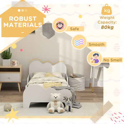 AIYAPLAY Cloud-Themed Toddler Bed Frame with Safety Rails, 143.5 x 74.5 x 56cm 