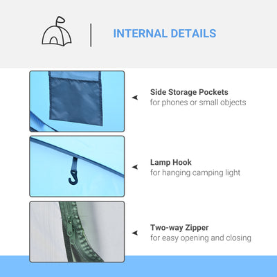 Outsunny 4-5 Person Pop-up Camping Tent Family Tent w/ 2 Mesh Windows & PVC Windows Portable Carry Bag for Outdoor Trip, Sky Blue 