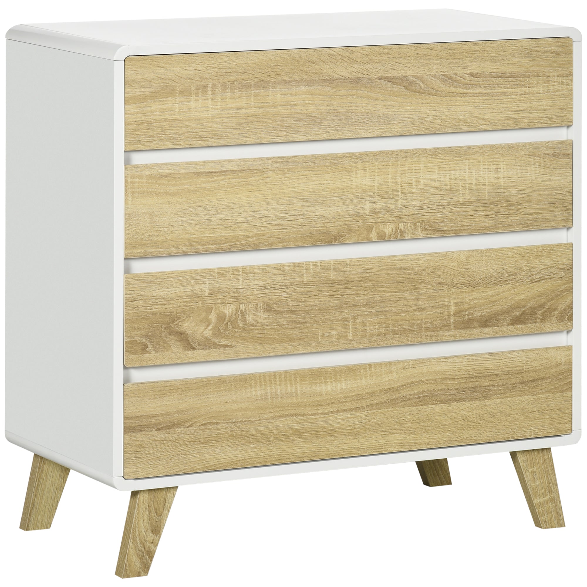 HOMCOM Chest of Four Drawers - Wood-Effect/White 
