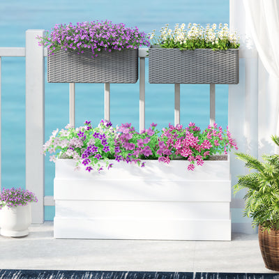 Outsunny Set of Two Rattan-Effect Planters - Grey 