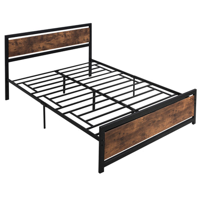 HOMCOM King Size Metal Bed Frame with Headboard & Footboard, Strong Slat Support Full Bed Frame w/ Underbed Storage Space, Bedroom Furniture For Adults 