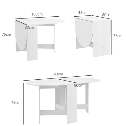 HOMCOM Folding Dining Table, Drop Leaf Table for Small Spaces, Oval Tabletop for Dining Room, Ash Wood-Effect 