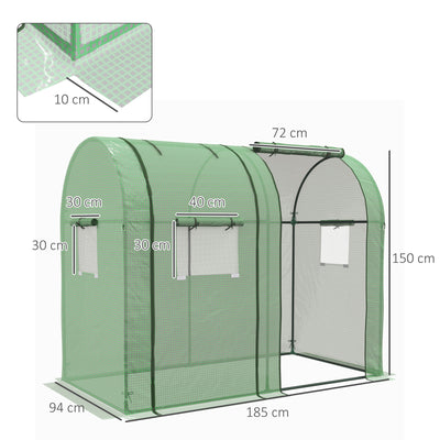 Outsunny Tomato Greenhouse, Garden Growhouse with 2 Roll-up Doors and 4 Mesh Windows, Portable Indoor Outdoor Green House, 185 x 94 x 150cm, Green 