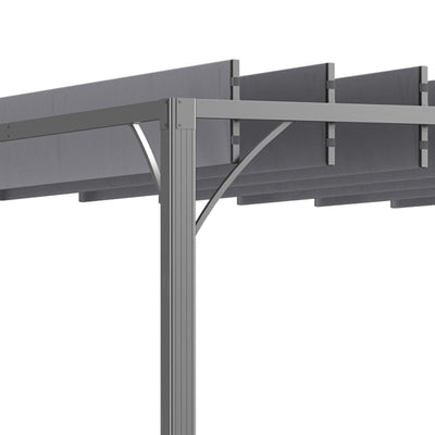 Outsunny 3 x 3(m) Outdoor Pergola with Retractable Roof, Aluminium Louvered Patio Gazebo Canopy for Lawn Garden Patio, Grey 