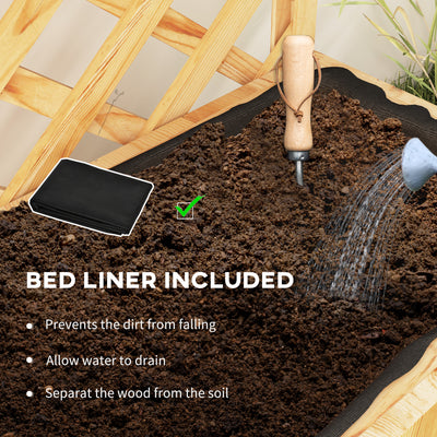 Outsunny 52L Wooden Planter, with Trellis and Shelves - Natural Finish 