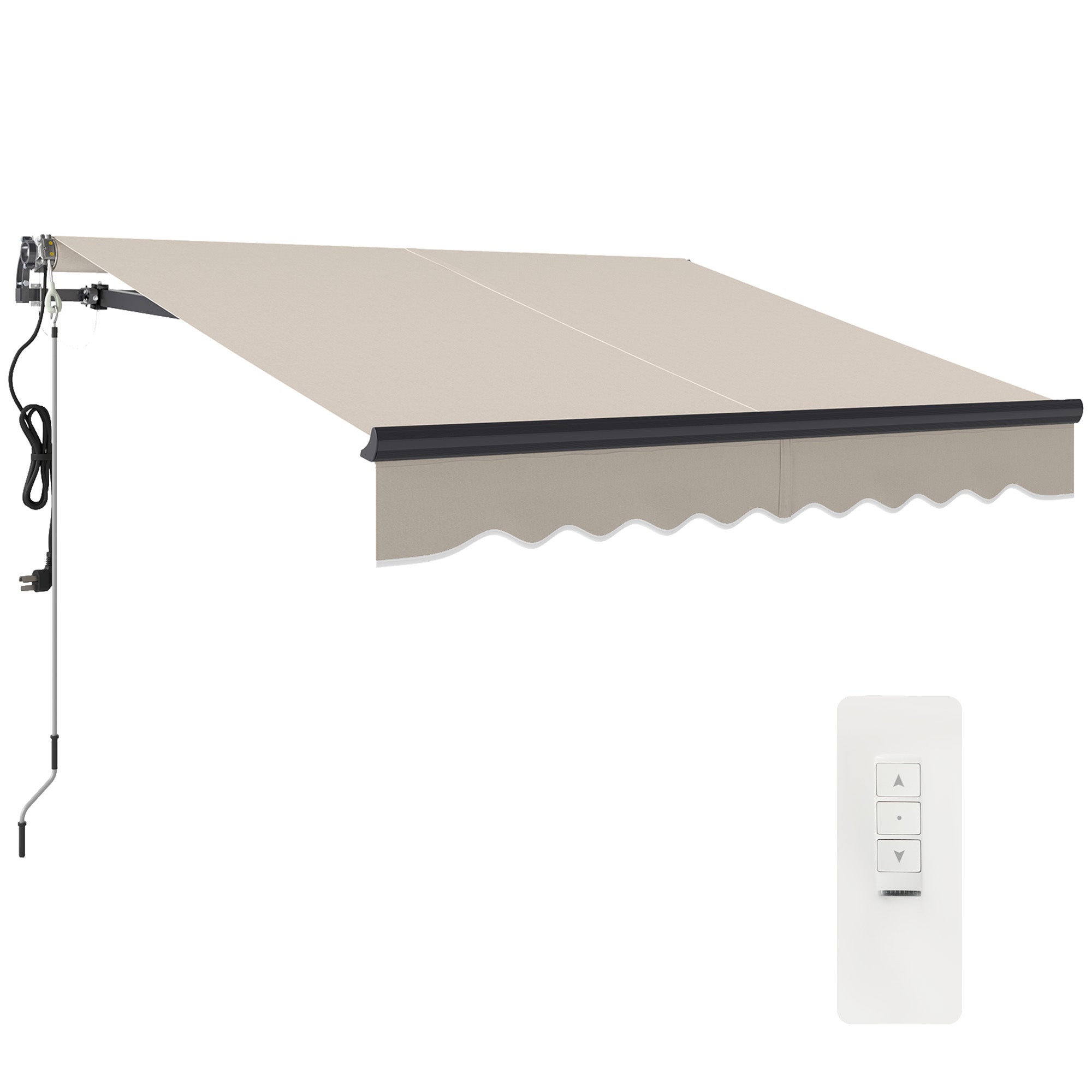 Outsunny 2.5 x 2m Electric Awning with Remote Controller, Aluminium Frame DIY Retractable Awning, UV30+ Sun Shade Canopy for Garden Patio Deck Door Window, Beige 
