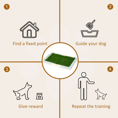 PawHut Puppy Training Pad, Indoor Portable Puppy Pad, with Artificial Grass, Grid, Panel, Tray, 63 x 48.5cm 