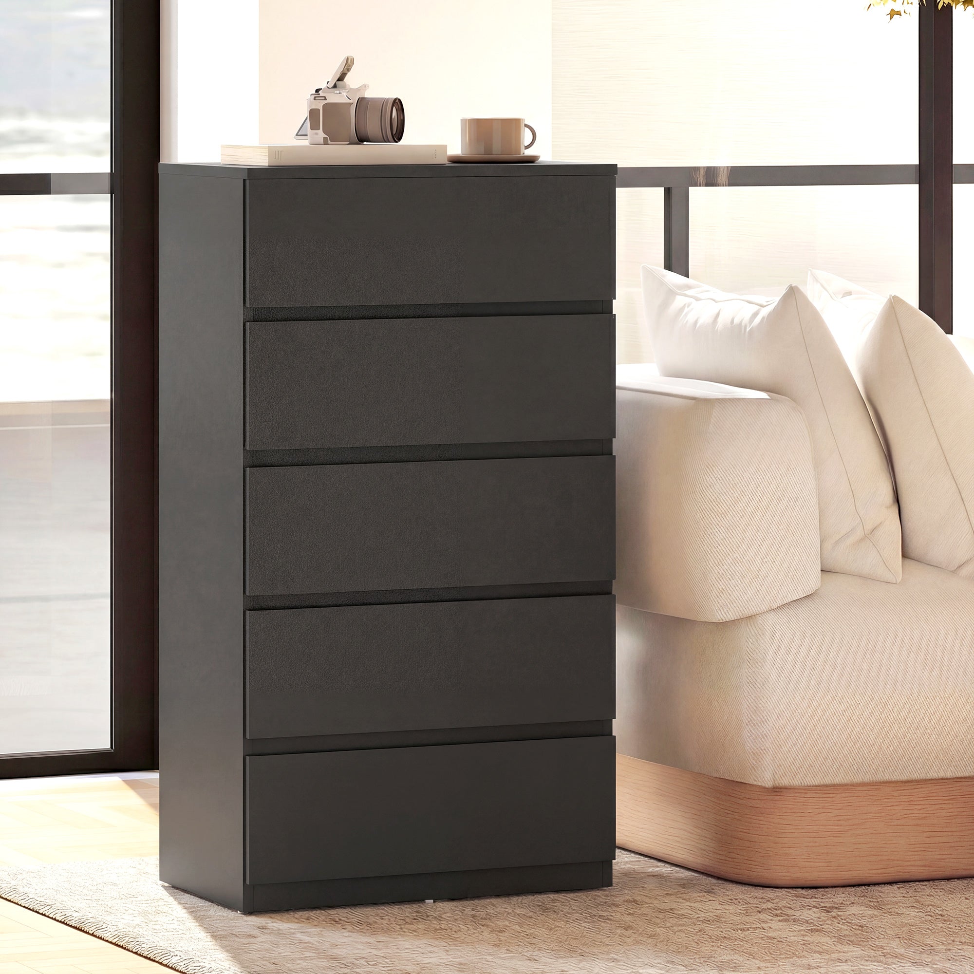HOMCOM Chest of Drawers, 5-Drawer Storage Cabinets, Modern Dresser, Storage Drawer Unit for Bedroom 