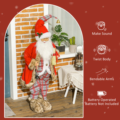 HOMCOM 4'6" Animated Santa Claus Figure, with Sound - Red 