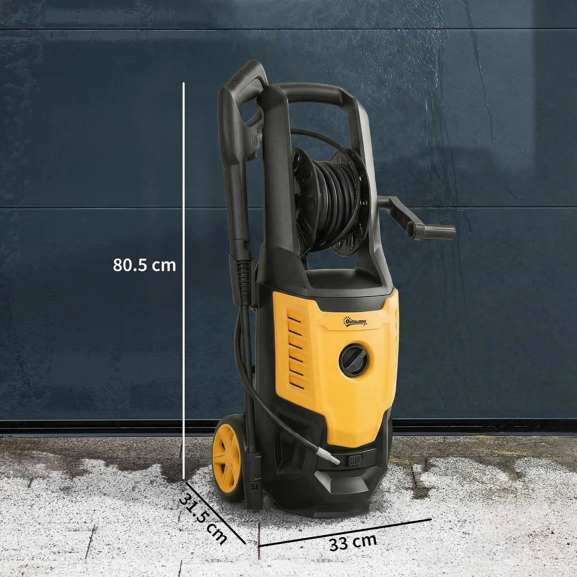 Outsunny 2200W High Pressure Washer, 170 Bar Pressure Washer with Adjustable Nozzle and 6M Hose, 33 x 31.5 x 80.5 cm, Yellow 