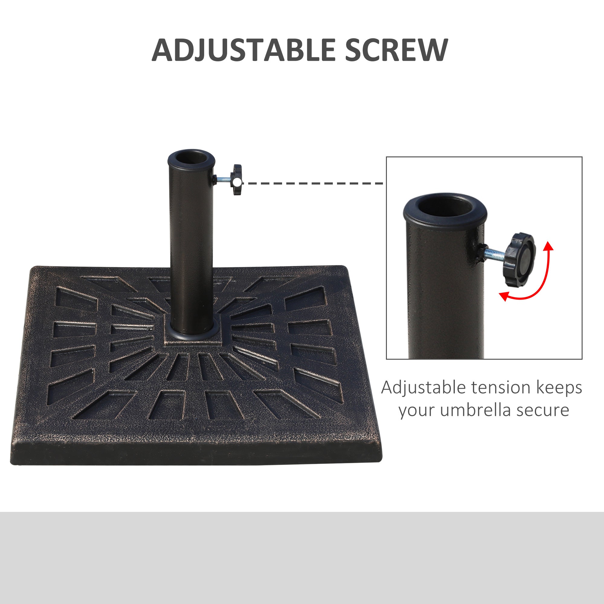 Outsunny 15kg Resin Durable Patterned Colophony Garden Patio Square Umbrella Stand Base Stand Bronze 