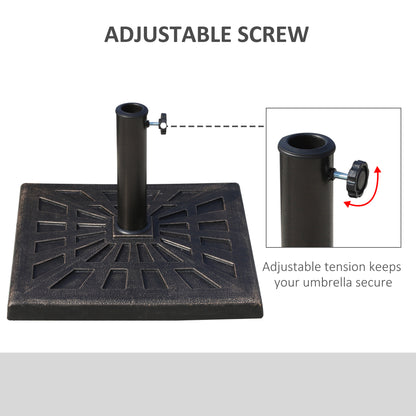 Outsunny 15kg Resin Durable Patterned Colophony Garden Patio Square Umbrella Stand Base Stand Bronze 