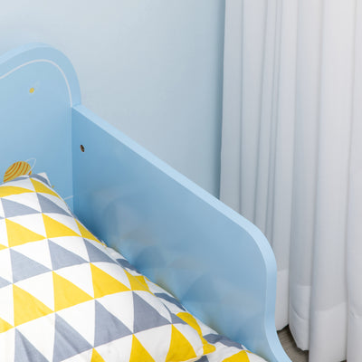 ZONEKIZ Space Themed Toddler Bed, Kids Bedroom Furniture, with Safety Rails - Blue 