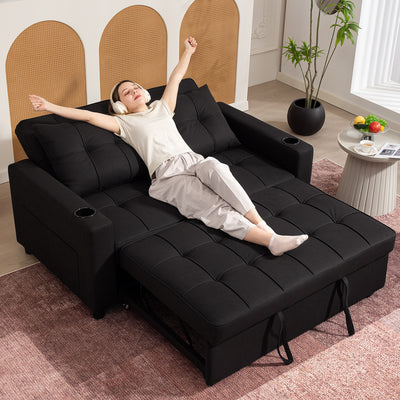 HOMCOM Two-Seater Pull-Out Sofa Bed - Black 