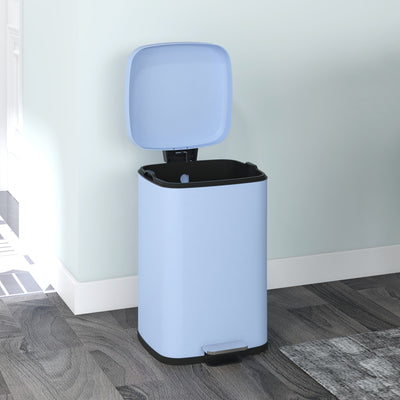 HOMCOM 20L Modern Boxy Metal Home Kitchen Bin - Light Blue 