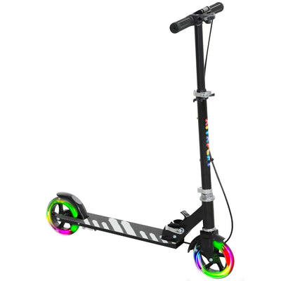 AIYAPLAY Scooter for Kids Ages 3-8 with Adjustable Handle, 2 Light up Wheels, Handbrake & Rear Brake for Girls and Boys, Black 