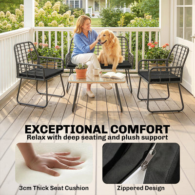 Outsunny 4 Piece Rattan Garden Furniture Set, Outdoor Patio Furniture with Loveseat, Armchairs and Coffee Table 