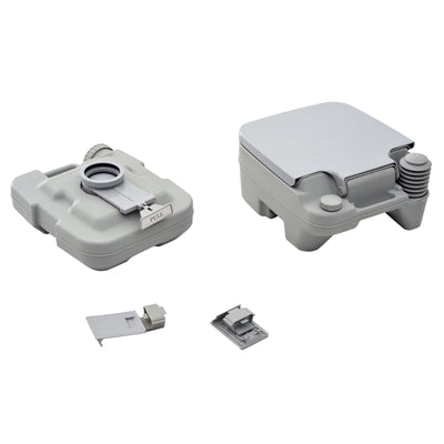 HOMCOM 10L Portable Travel Toilet Outdoor Camping Picnic with 2 Detachable Tanks & Push-button Operation, Grey 