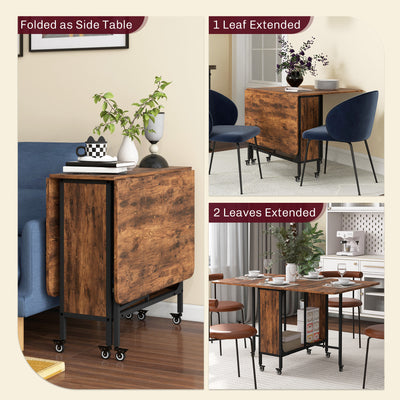 HOMCOM Six-Person Drop Leaf Dining Table - Rustic Brown/Black 