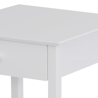 HOMCOM White Bedside Table, Wooden Side Table, Nightstand, Bedside Cabinet with Drawer and Storage Shelf for Bedroom and Living Room 