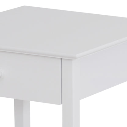 HOMCOM White Bedside Table, Wooden Side Table, Nightstand, Bedside Cabinet with Drawer and Storage Shelf for Bedroom and Living Room 