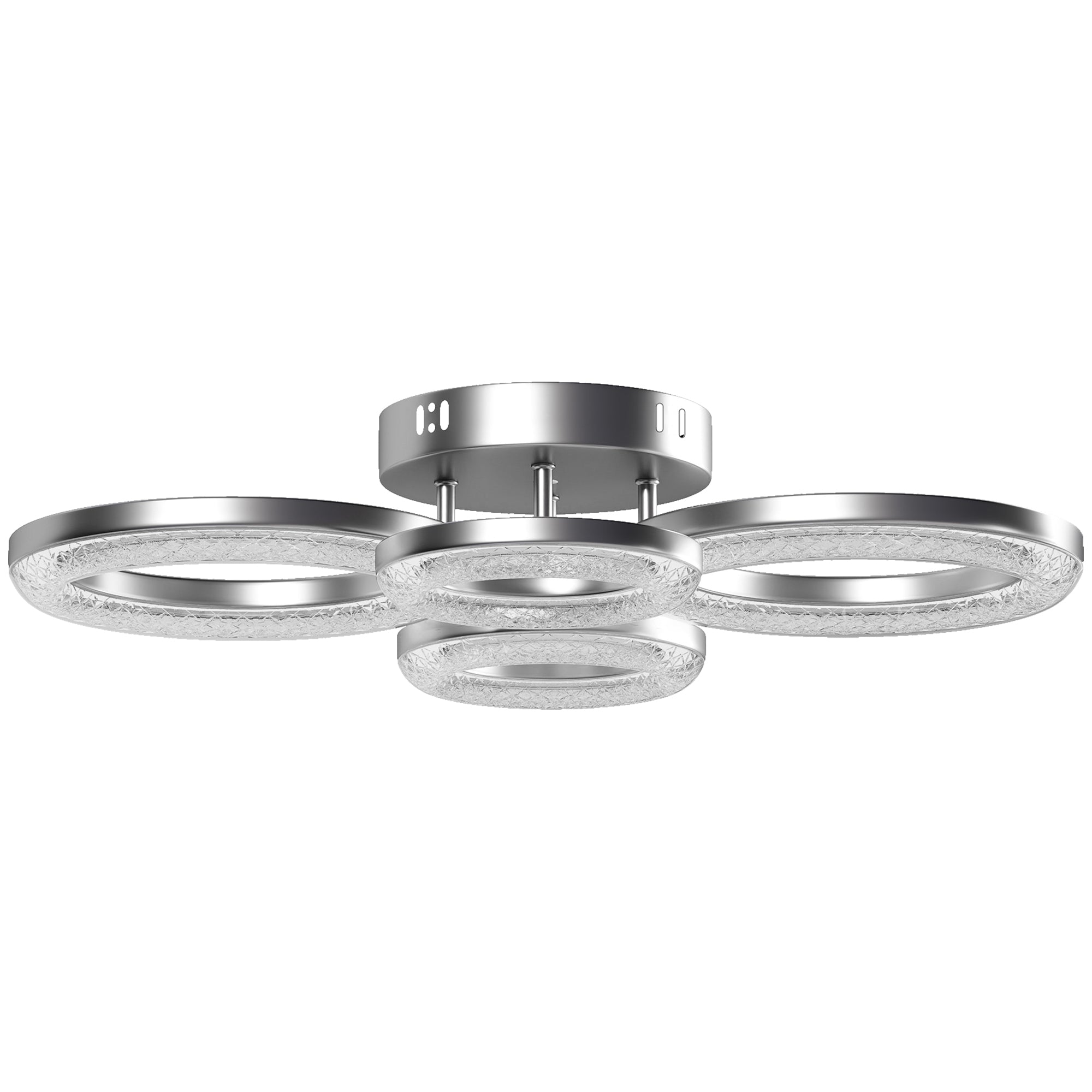 HOMCOM LED Ceiling Light, Modern Dimmable 4 Rings Ceiling Lamp with Wall Switch, 40W 4350lm Flush Mount Ceiling Light with 3500K/4500K/6000K Colour Temperatures for Living Room, Bedroom, Silver Tone 