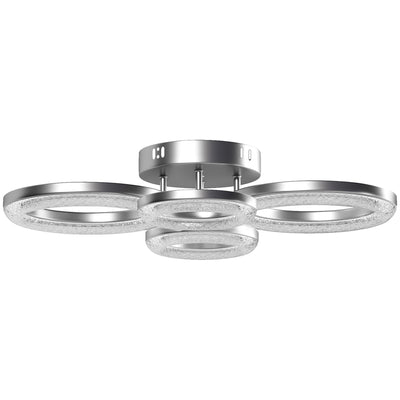 HOMCOM LED Ceiling Light, Modern Dimmable 4 Rings Ceiling Lamp with Wall Switch, 40W 4350lm Flush Mount Ceiling Light with 3500K/4500K/6000K Colour Temperatures for Living Room, Bedroom, Silver Tone 