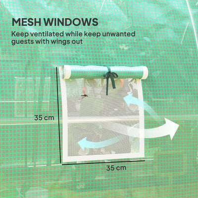 Outsunny 3 x 2(m) Polytunnel Greenhouse, with Windows and Doors - Green 