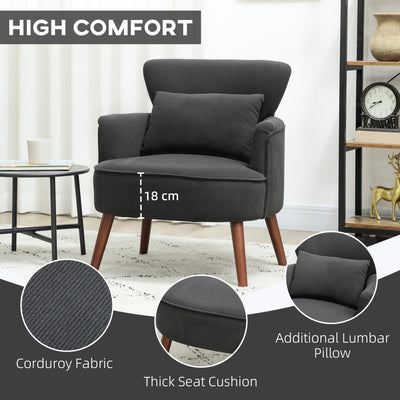 HOMCOM Corduroy Retro Accent Chair - Black 
