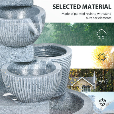 Outsunny Solar Powered Outdoor Water Fountain - Dark Grey 