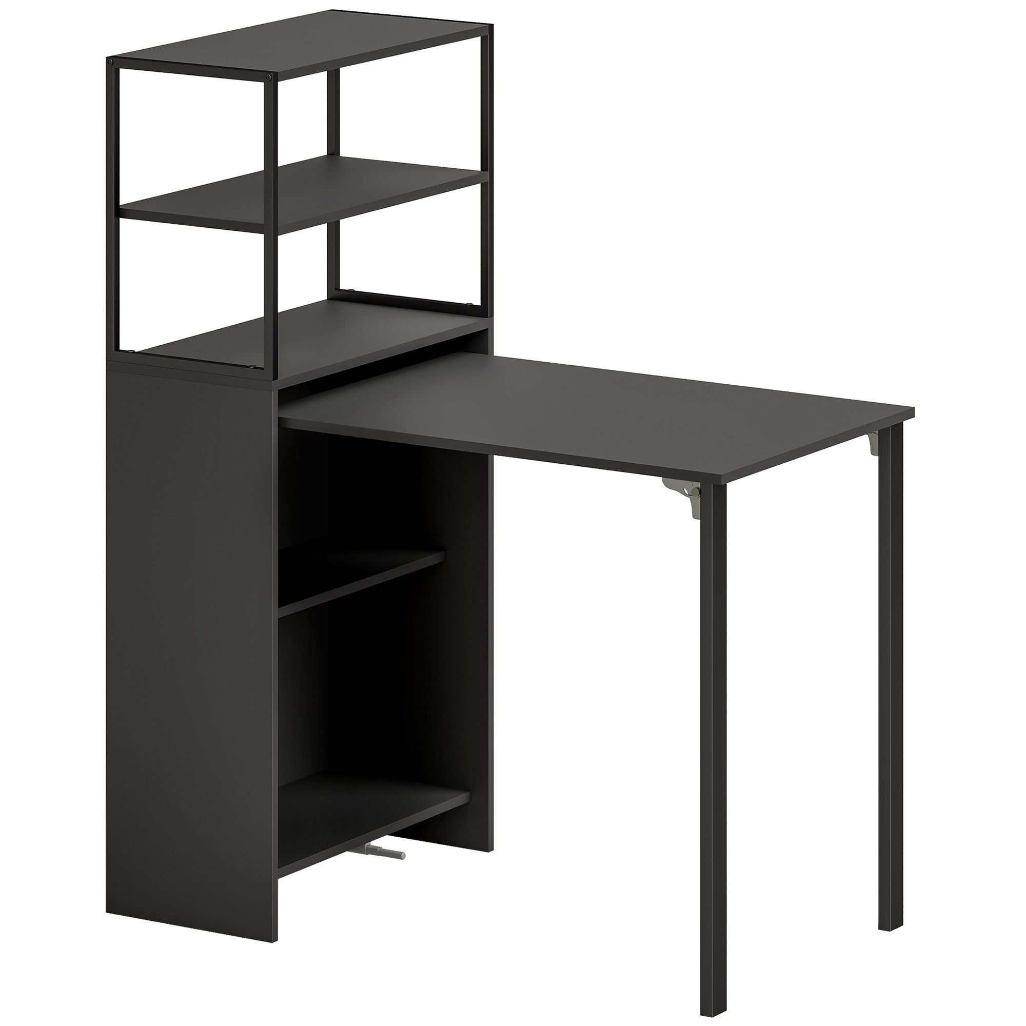 HOMCOM Folding Shelf and Work Table - Black 