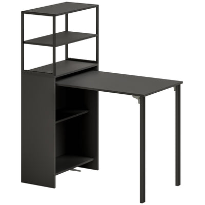 HOMCOM Folding Shelf and Work Table - Black 