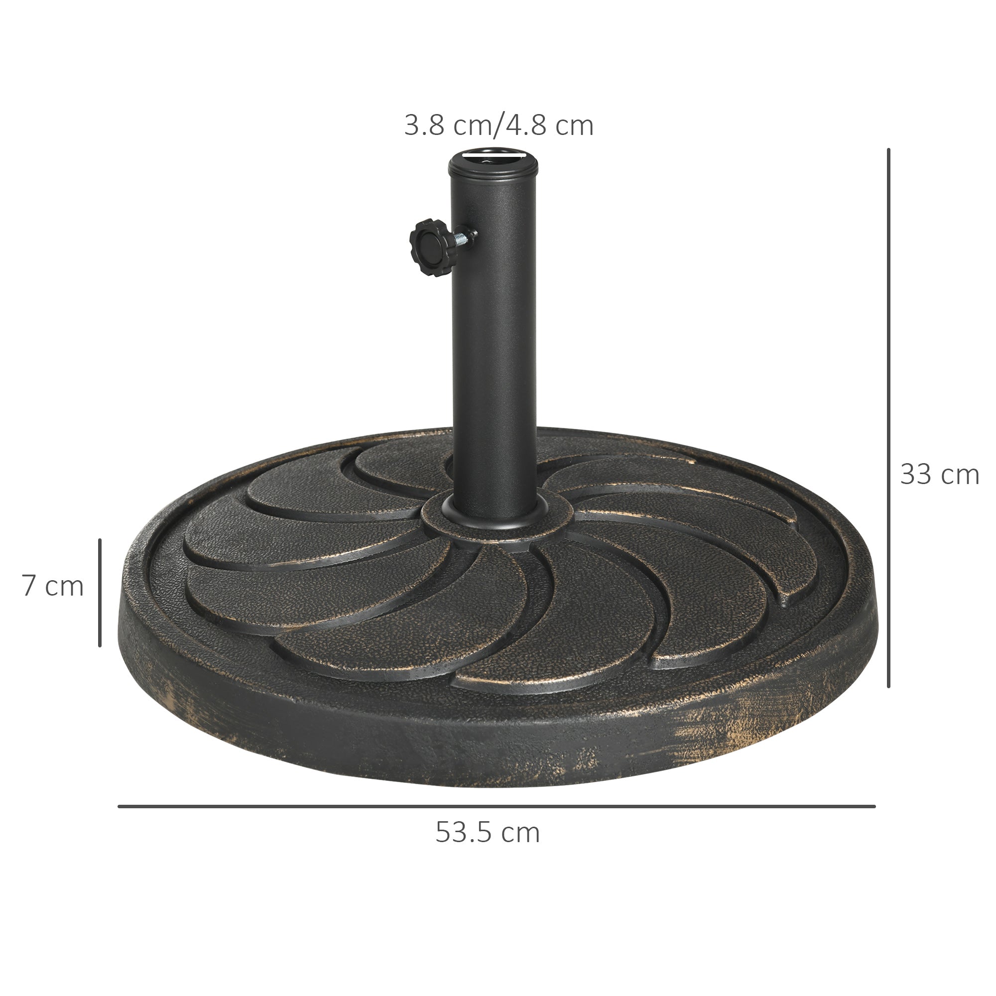 Outsunny 18kg Resin Garden Parasol Base, Round Outdoor Market Umbrella Stand Weight for Poles of \'ce\'a638mm to \'ce\'a648mm, Bronze