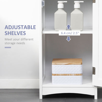kleankin Tall Bathroom Storage Cabinet with 3 Tier Shelf, Cupboard, Drawer, Door, Freestanding Linen Tower, Slim Side Organizer, White 