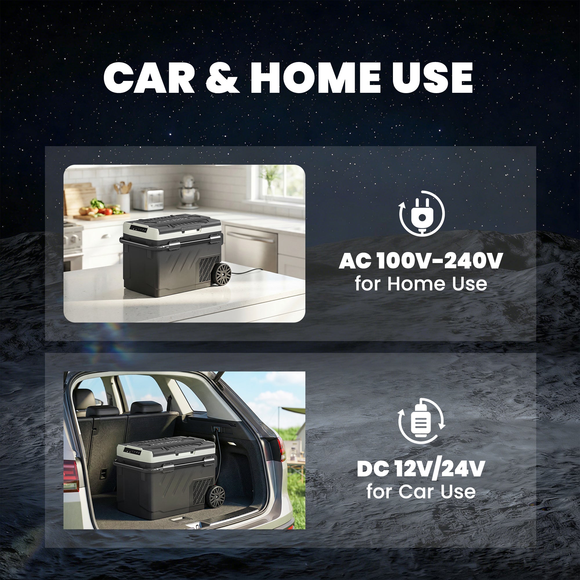 Outsunny 40L Compressor Car Fridge Freezer, Dual Zone Camping Refrigerator with App Control, Telescopic Handle, -20℃-20℃ 